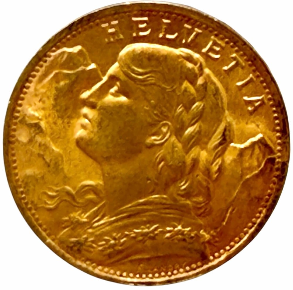 1947-B Swiss 20 Franc 90% Fine Gold Coin (1 of 2)