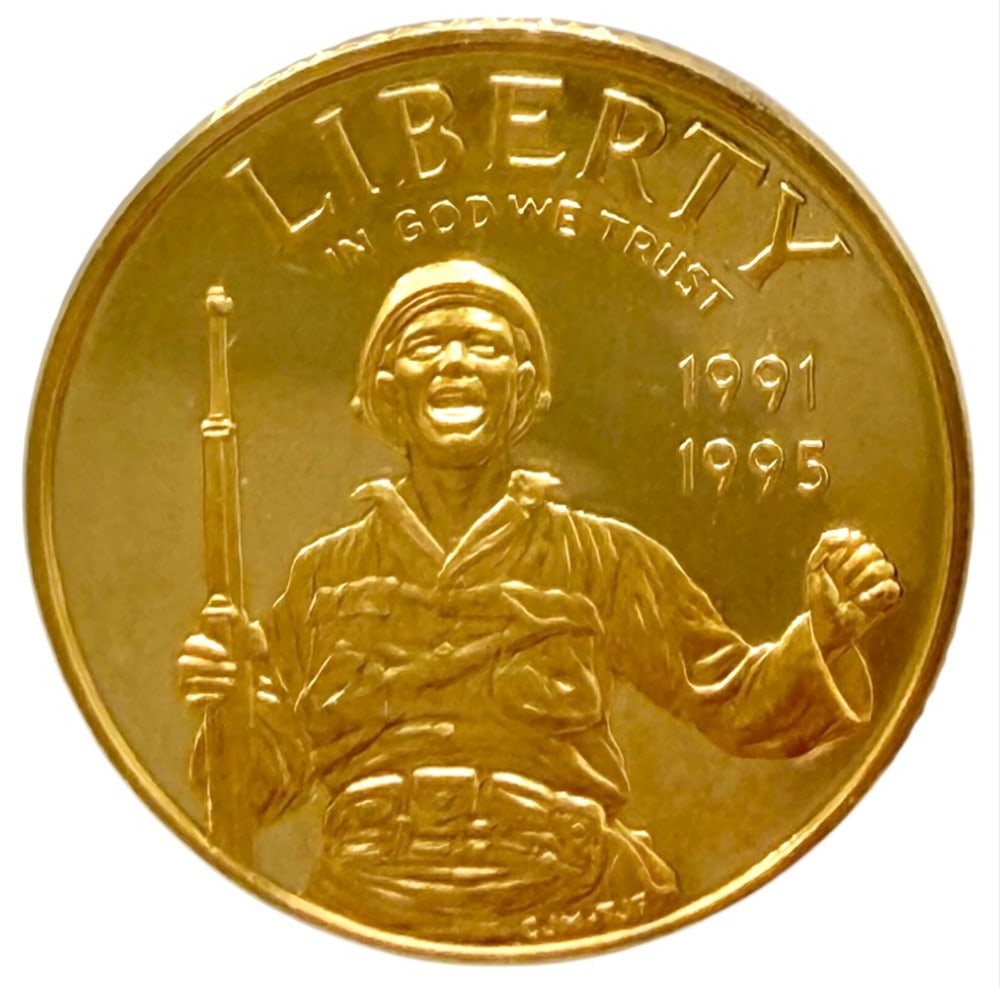 1991-1995 United States $5 World War II Anniversary Commemorative Gold Proof Coin (1 of 2)