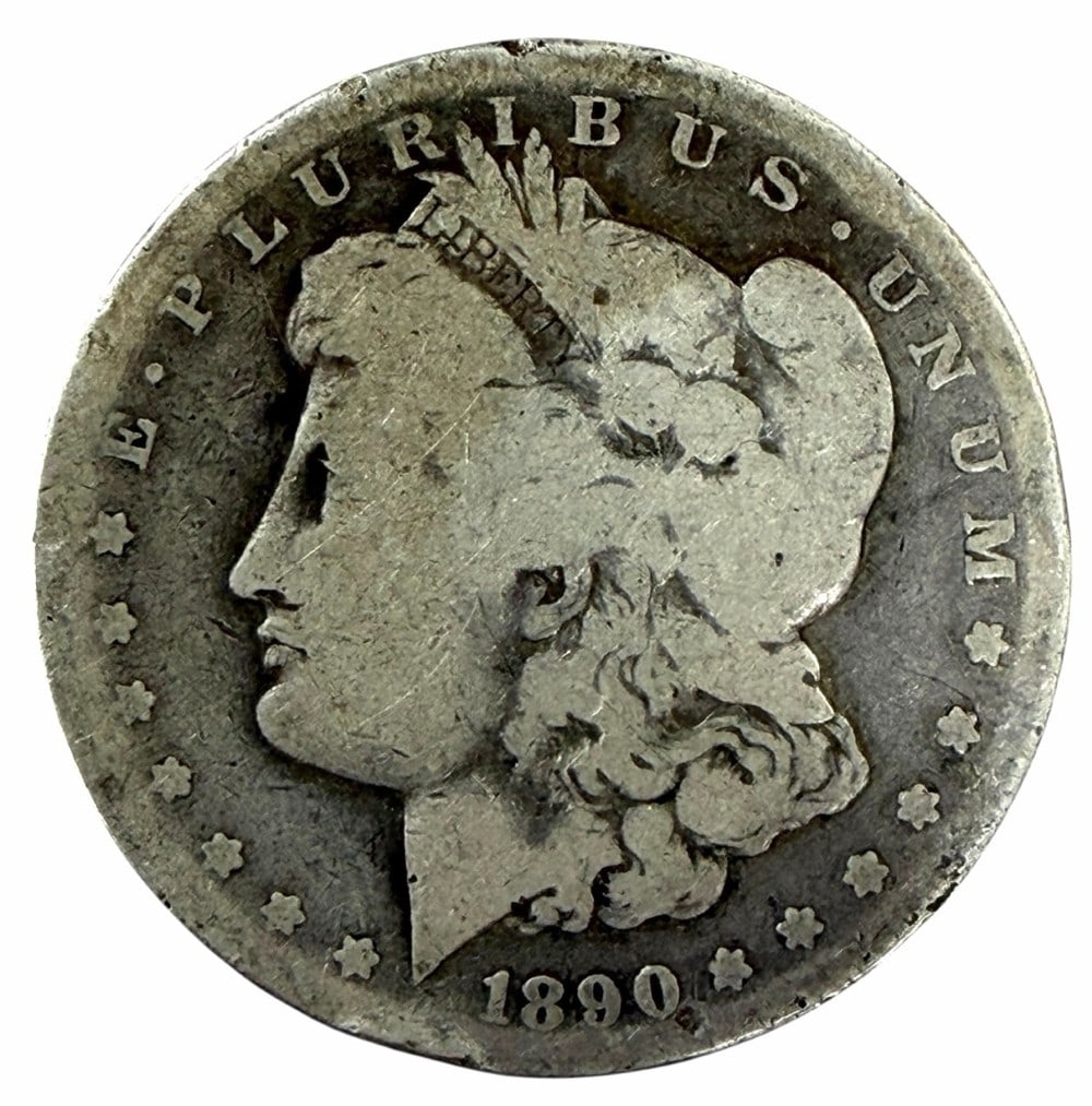 1890-CC United States Morgan Silver Dollar: 1890-CC United States Morgan Silver Dollar in circulated condition.