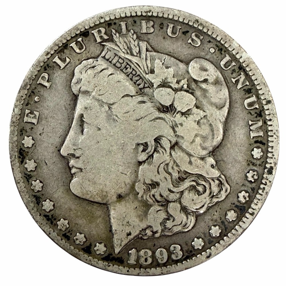 Key Date 1893-CC United States Morgan Silver Dollar: Key Date 1893-CC United States Morgan Silver Dollar in circulated condition.