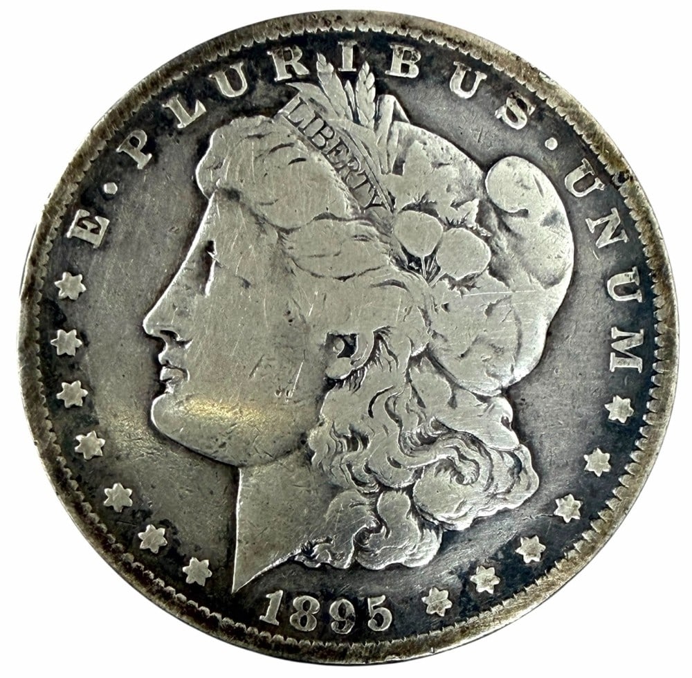 Key Date 1895-S United States Morgan Silver Dollar: Key Date 1895-S United States Morgan Silver Dollar in circulated condition.