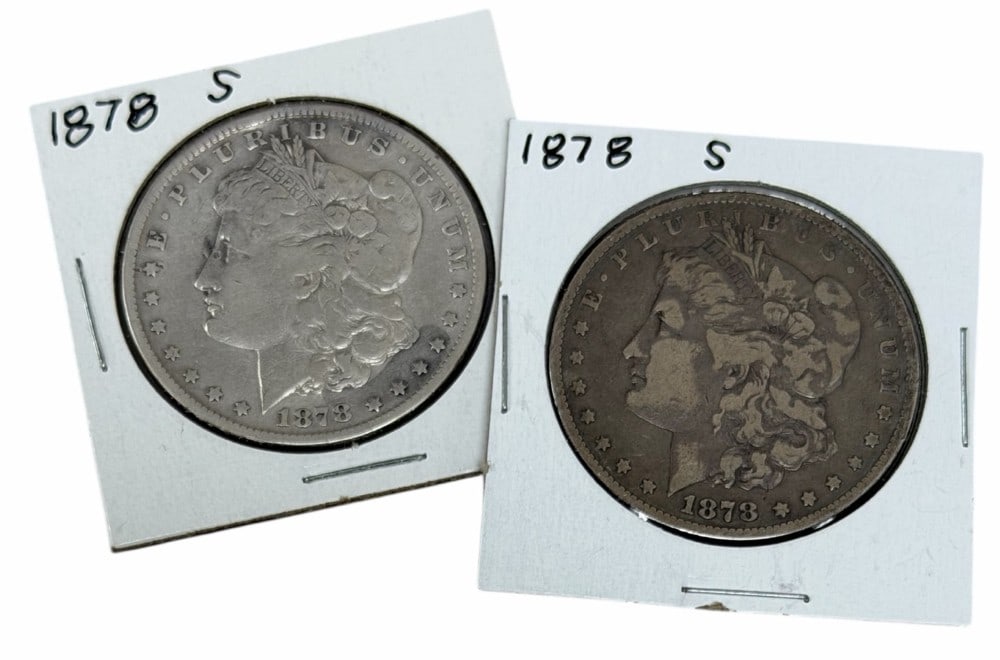 (2) 1878-S United States Morgan Silver Dollars: Lot includes (2) 1878-S Morgan Dollars in circulated condition.