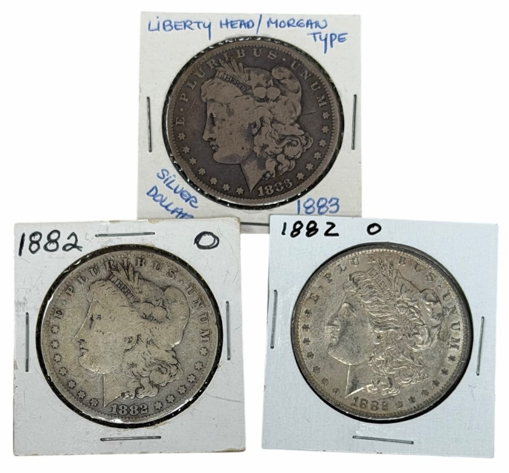 (3) 1882-O United States Morgan Silver Dollars (1 of 2)