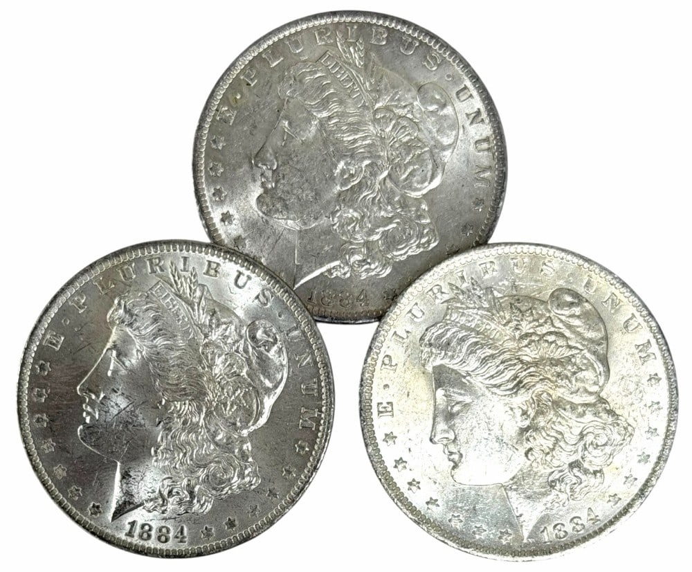 (3) 1884-O United States Morgan Silver Dollars (1 of 2)