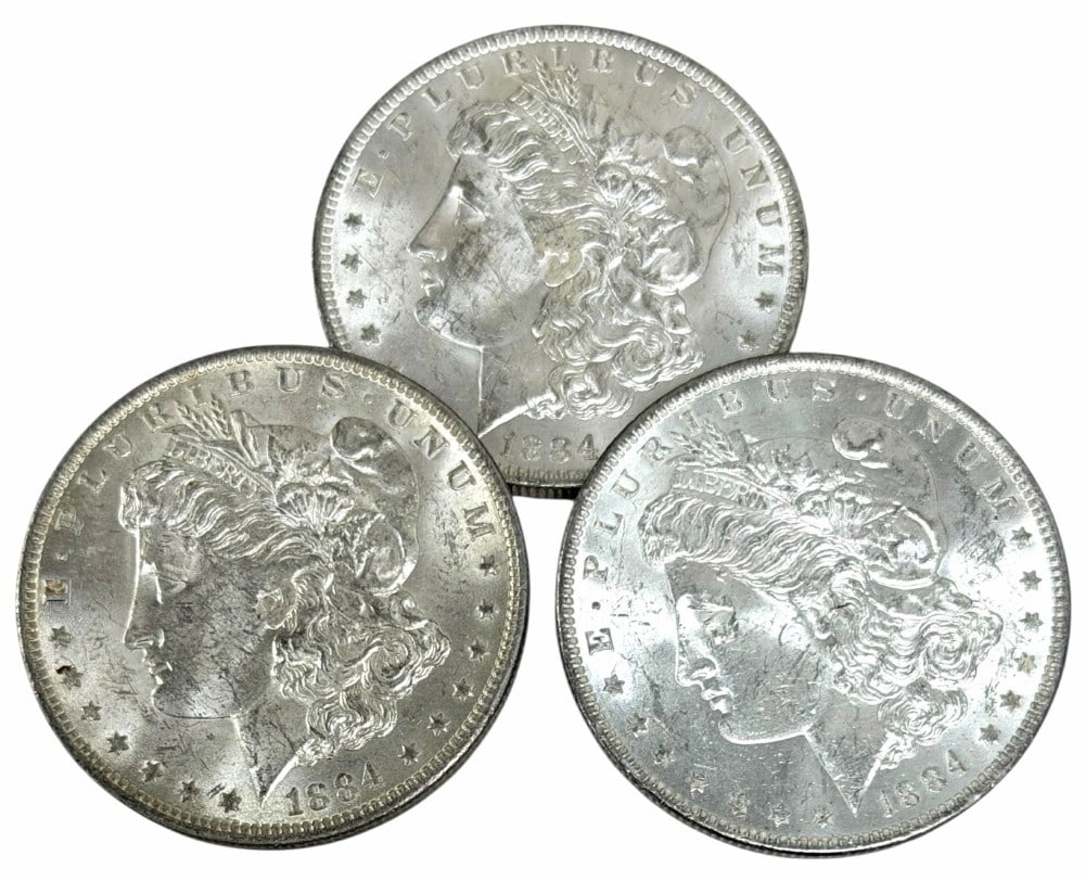 (3) 1884-O United States Morgan Silver Dollars (1 of 2)
