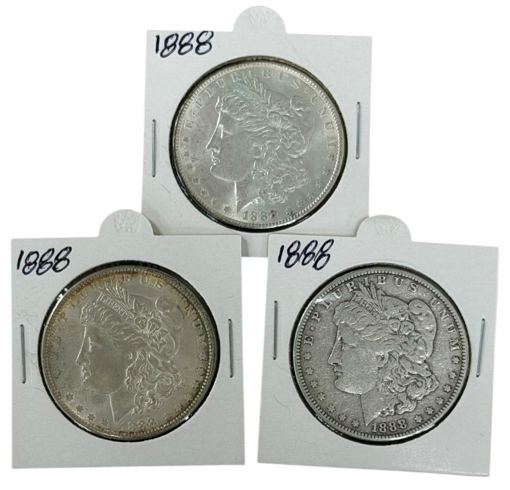 (3) 1888 United States Morgan Silver Dollars (1 of 2)