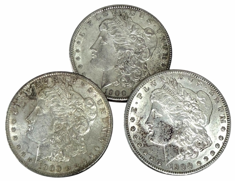 (3) 1900 United States Morgan Silver Dollars (1 of 2)