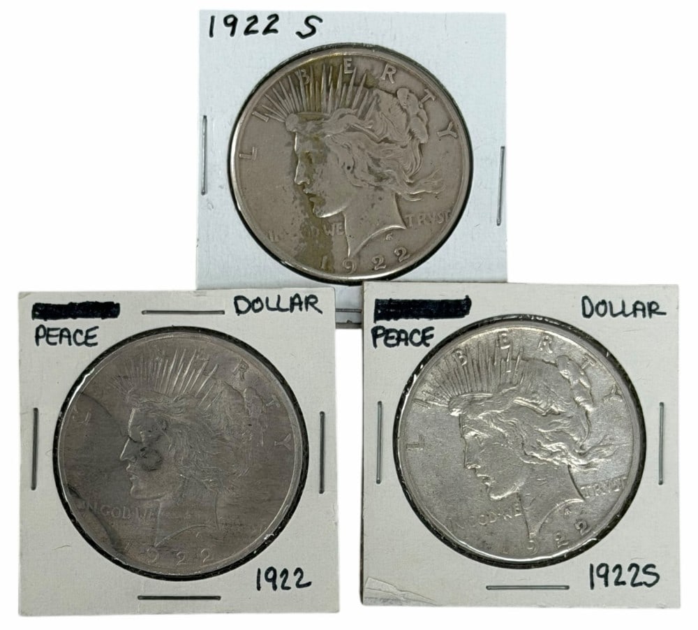 (1) 1922 & (2) 1922-S United States Peace Silver Dollars (1 of 2)
