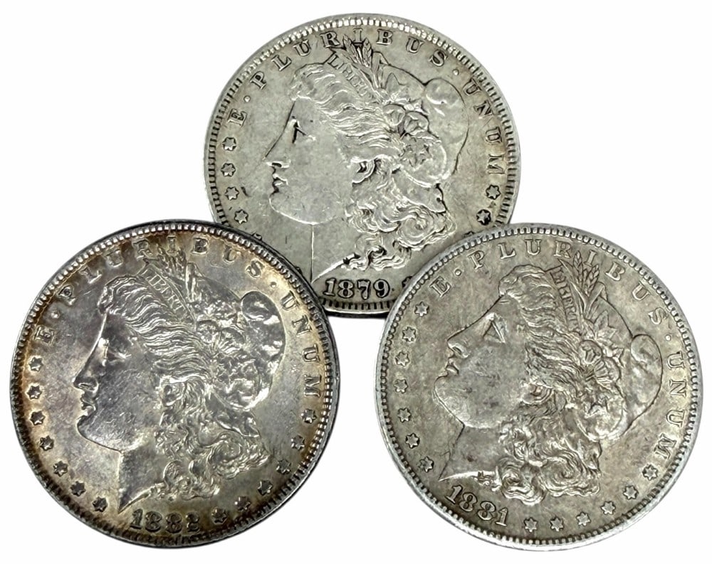 1879, 1881-S & 1882 United States Morgan Silver Dollars (1 of 2)