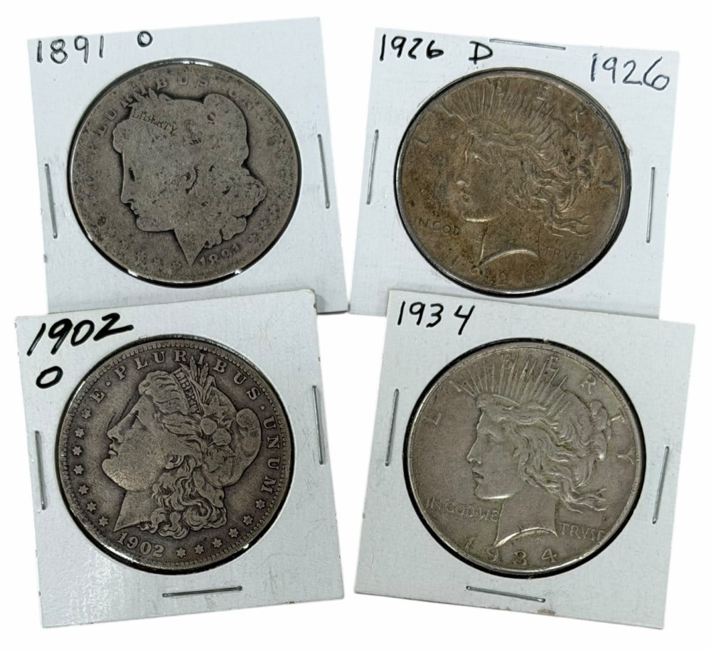 (4) Mixed Date United States Morgan & Peace Silver Dollars (1 of 2)