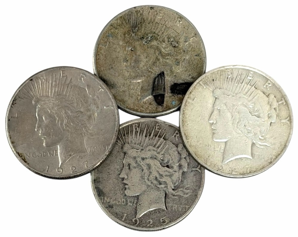 (4) Mixed Date United States Peace Silver Dollars (1 of 2)