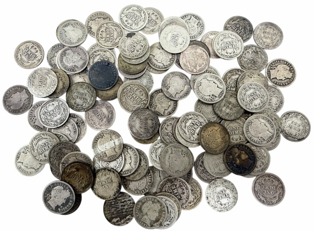 $11 Face Value Of Mixed Date 90% Silver Barber Dimes (1 of 7)
