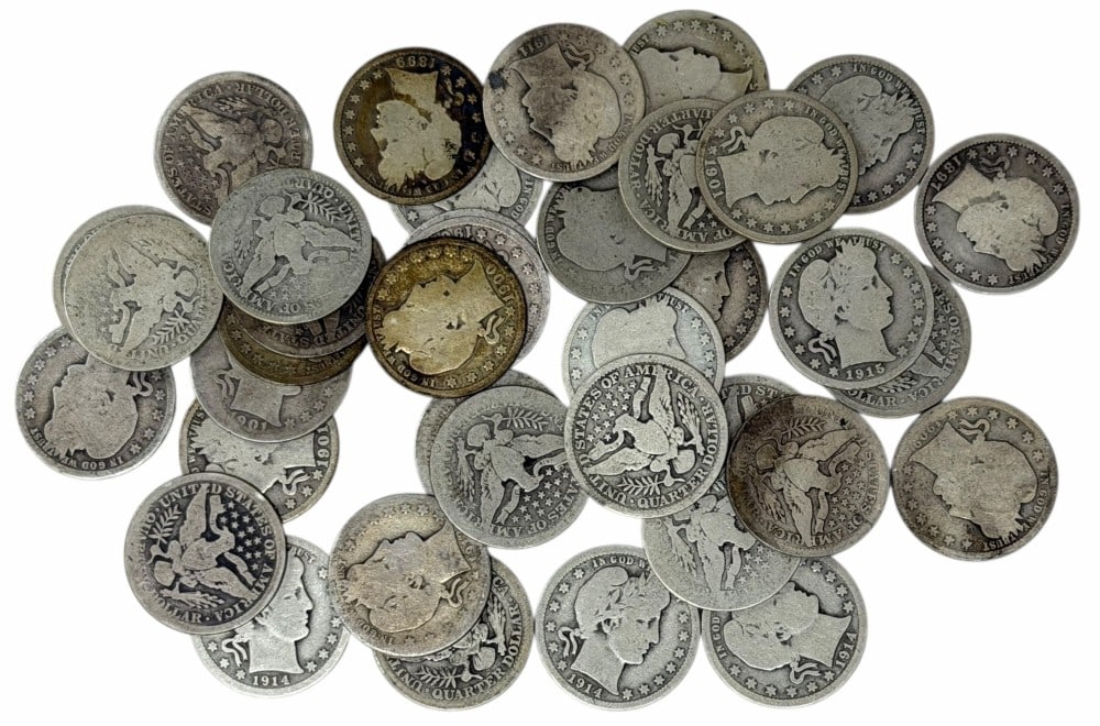 $10 Face Value Of Mixed Date 90% Silver Barber Quarters (1 of 5)