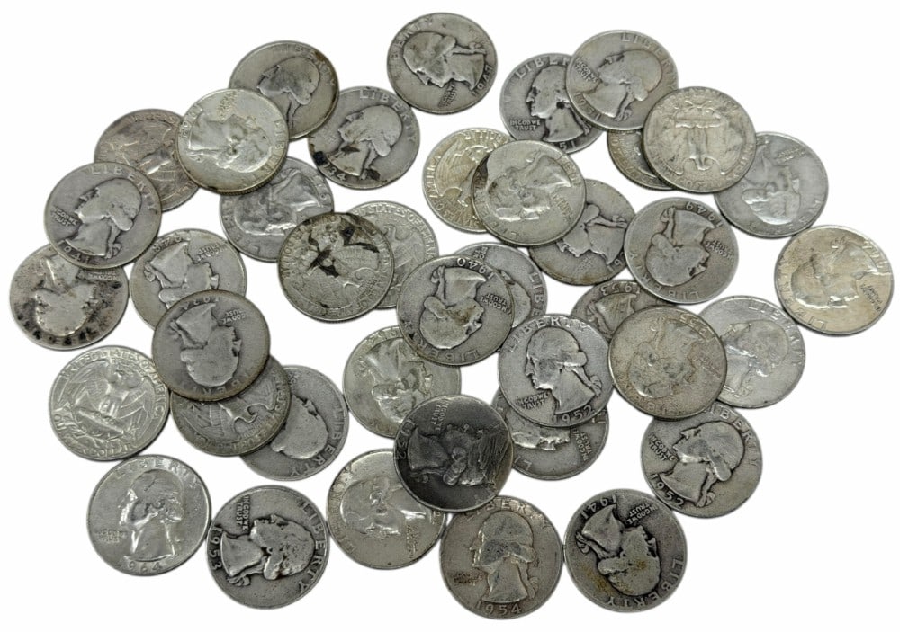 $10 Face Value Of Mixed Date 90% Silver Washington Quarters (1 of 7)