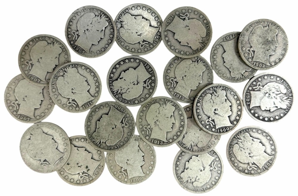 $10 Face Value Of Mixed Date 90% Silver Barber Half Dollars (1 of 7)