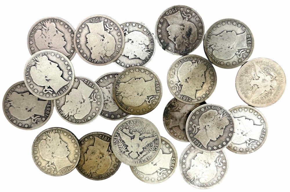 $10 Face Value Of Mixed Date 90% Silver Barber Half Dollars (1 of 7)