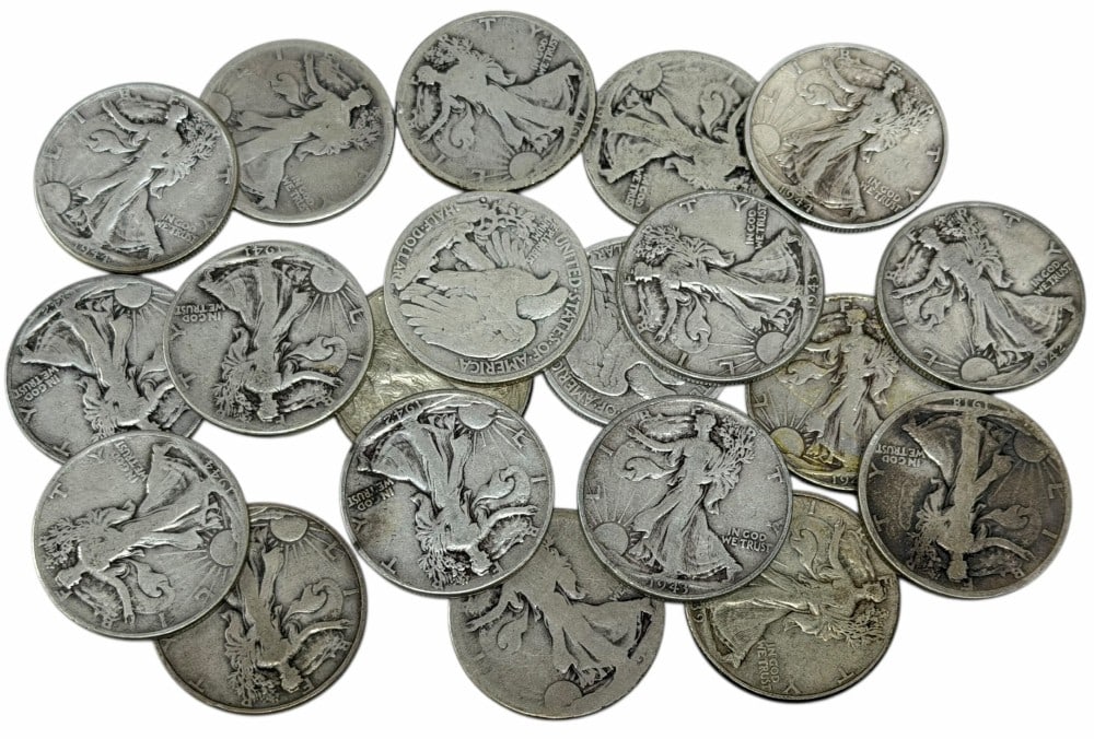 $10 Face Value Of Mixed Date 90% Silver Walking Liberty Half Dollars (1 of 7)