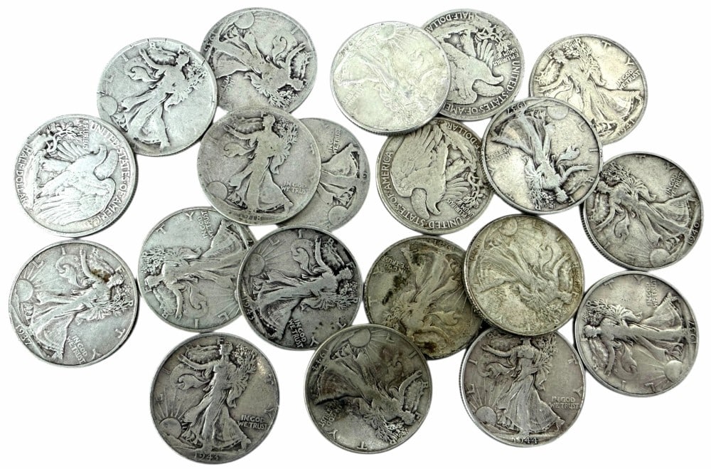 $10 Face Value Of Mixed Date 90% Silver Walking Liberty Half Dollars (1 of 7)