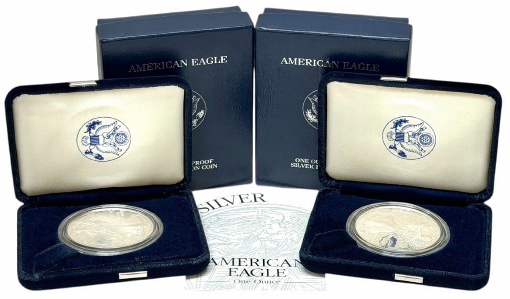 (2) 2001-W American Silver Eagle Proof Coins (1 of 4)