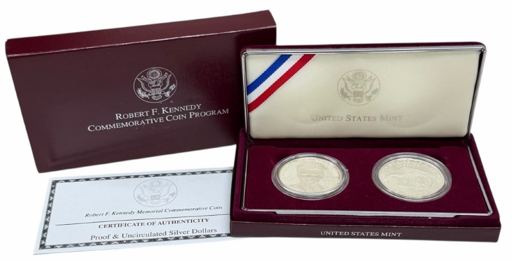 U.S. Mint 1998 Robert F. Kennedy Memorial Commemorative Proof & Uncirculated Silver Dollar Set (1 of 4)