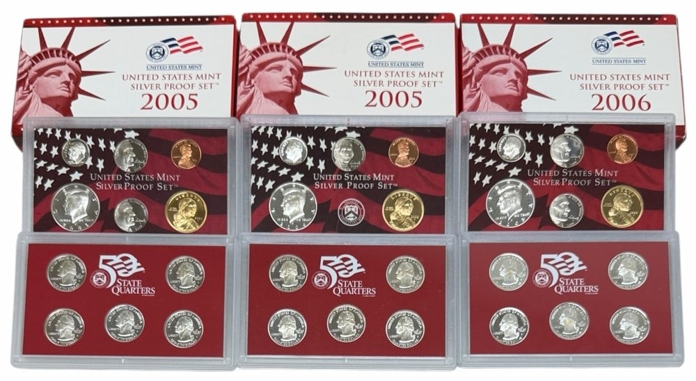 (2) 2005 & (1) 2006 United States Mint Silver Proof Sets (1 of 3)