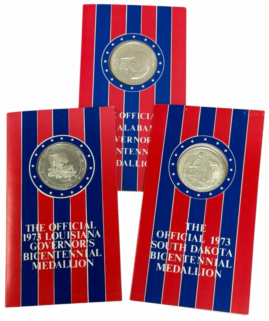 Lot Of Three The Lincoln Mint 1973 Bicentennial Sterling Silver Medallions (1 of 5)
