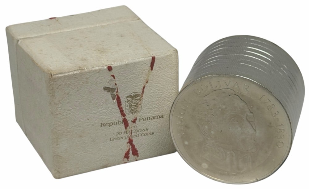 Ten Uncirculated 1973 Panama Twenty Balboas Silver Coins 38.539 Ounces Of Silver: Lot Of Ten Uncirculated 1973 Panama Twenty Balboas Silver Coins. The coins are .925 fine and contain 3.8539 troy ounces of pure silver each, the total silver weight of the ten coins is 38.539 troy oun