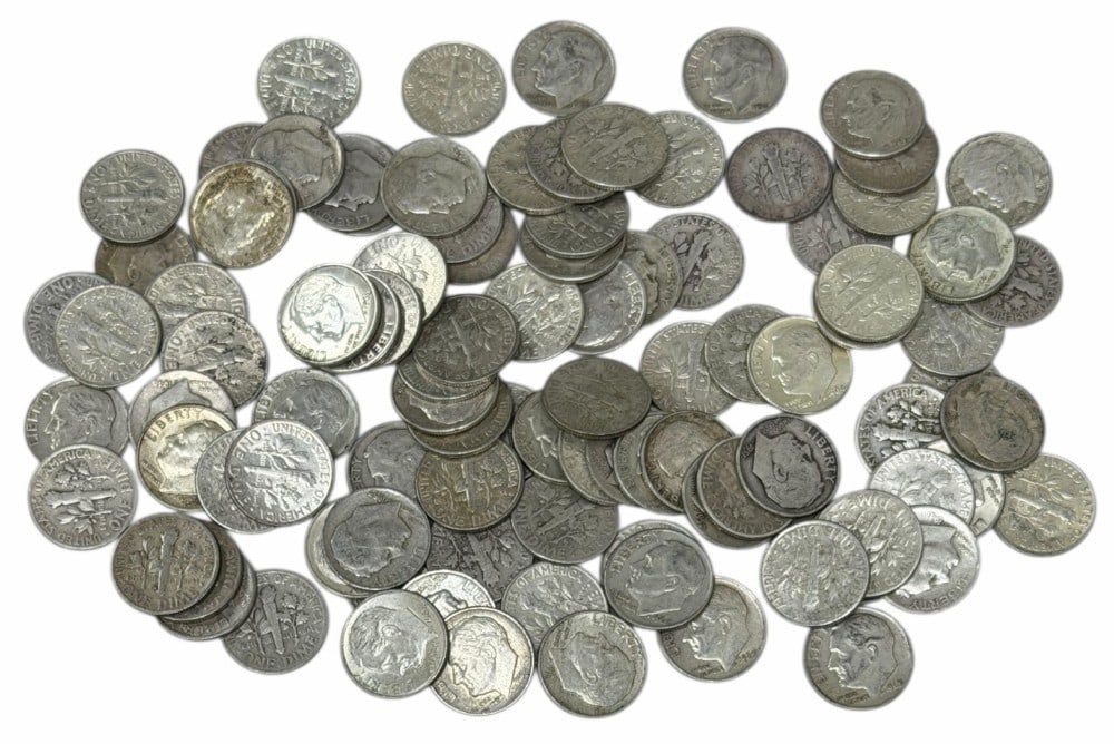 $10 Face Value Of Mixed Date 90% Silver Roosevelt Dimes: $10 Face Value of Mixed Date 90% Silver Roosevelt Dimes. 100 coins with mixed conditions, dates, and mint marks.