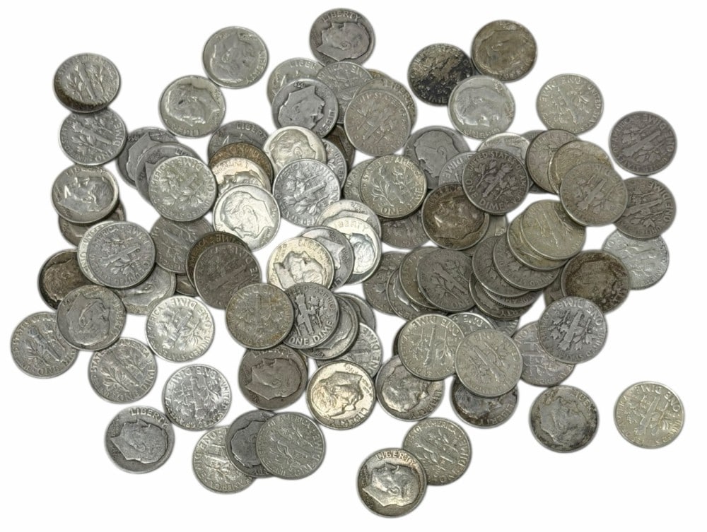 $10 Face Value Of Mixed Date 90% Silver Roosevelt Dimes: $10 Face Value of Mixed Date 90% Silver Roosevelt Dimes. 100 coins with mixed conditions, dates, and mint marks.