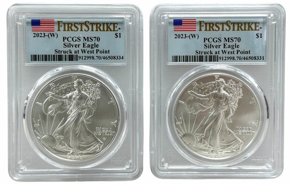 (2) 2023-W American Silver Eagles PCGS MS 70 First Strike (1 of 2)