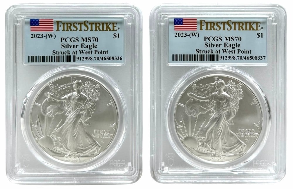 (2) 2023-W American Silver Eagles PCGS MS 70 First Strike (1 of 2)