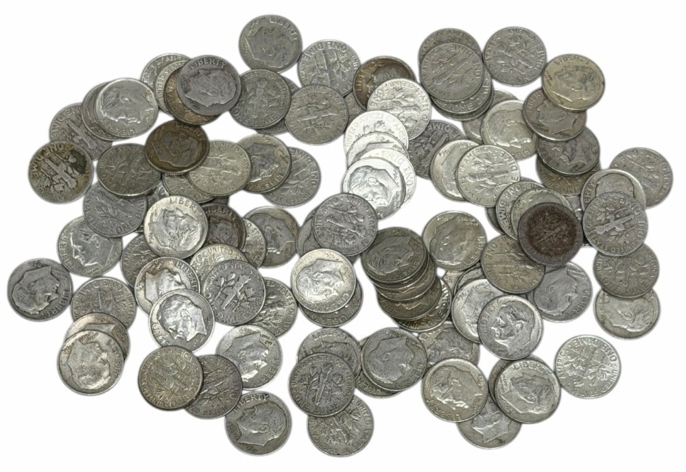 $10 Face Value Of Mixed Date 90% Silver Roosevelt Dimes: $10 Face Value of Mixed Date 90% Silver Roosevelt Dimes. 100 coins with mixed conditions, dates, and mint marks.