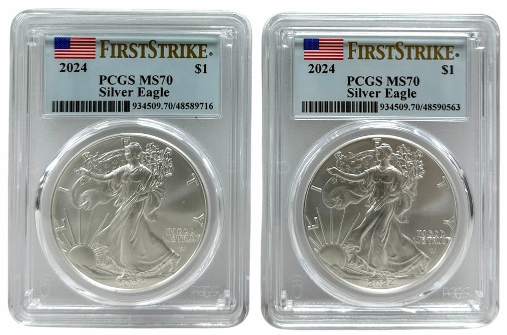 (2) 2024 American Silver Eagles PCGS MS 70 First Strike (1 of 2)