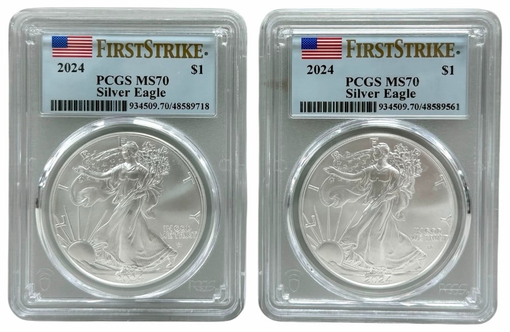 (2) 2024 American Silver Eagles PCGS MS 70 First Strike (1 of 2)