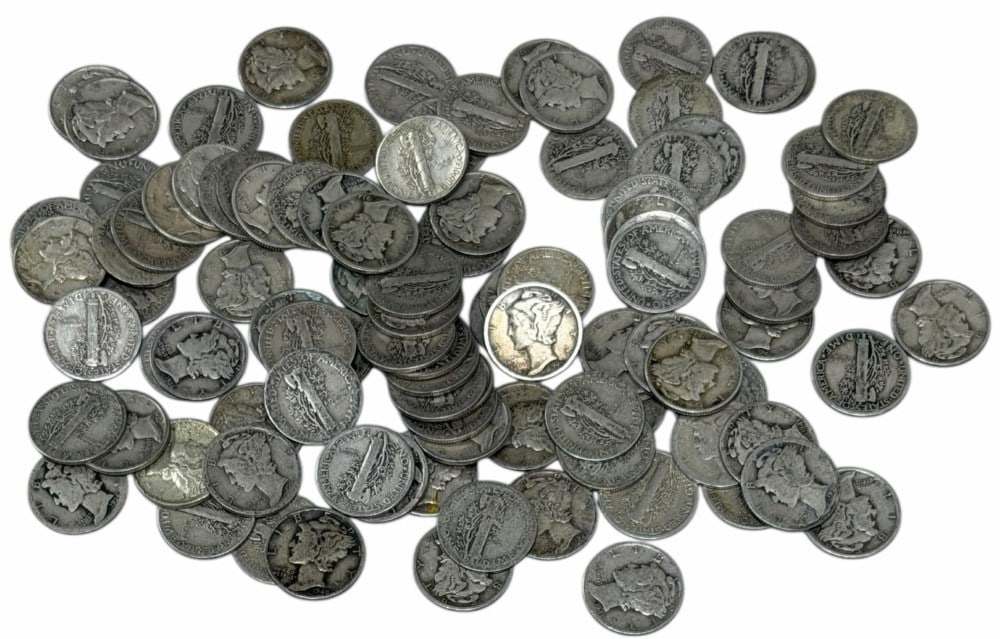 $10 Face Value Of Mixed Date 90% Silver Mercury Dimes (1 of 6)