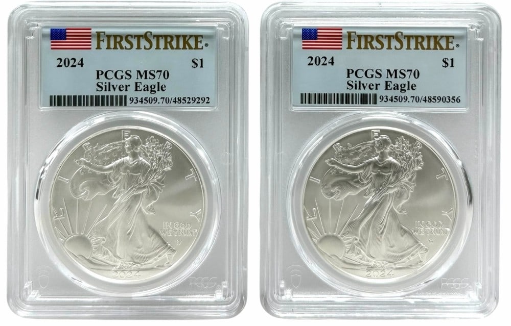 (2) 2024 American Silver Eagles PCGS MS 70 First Strike (1 of 2)