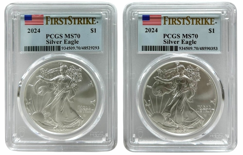 (2) 2024 American Silver Eagles PCGS MS 70 First Strike (1 of 2)