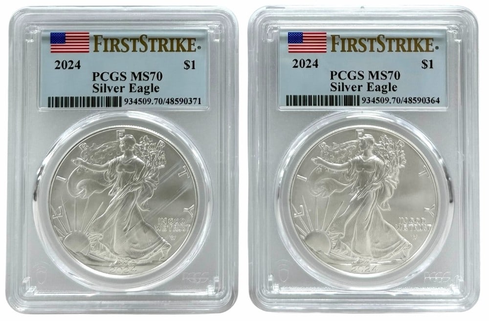 (2) 2024 American Silver Eagles PCGS MS 70 First Strike (1 of 2)