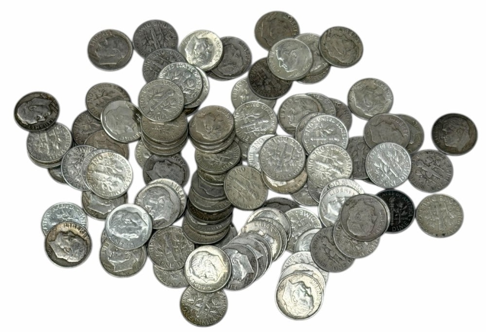 $10 Face Value Of Mixed Date 90% Silver Roosevelt Dimes: $10 Face Value of Mixed Date 90% Silver Roosevelt Dimes. 100 coins with mixed conditions, dates, and mint marks.