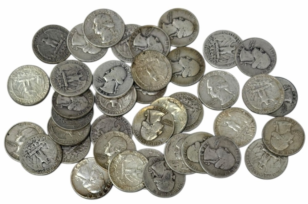 $10 Face Value Of Mixed Date 90% Silver Washington Quarters: $10 Face Value of Mixed Date 90% Silver Washington Quarters. 40 coins with mixed conditions, dates, and mint marks.