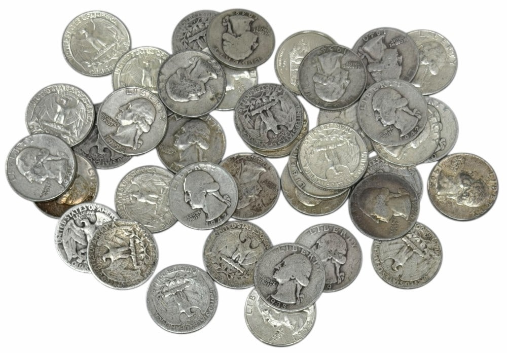 $10 Face Value Of Mixed Date 90% Silver Washington Quarters: $10 Face Value of Mixed Date 90% Silver Washington Quarters. 40 coins with mixed conditions, dates, and mint marks.