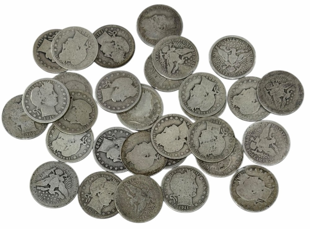 $7.75 Face Value Of Mixed Date 90% Silver Barber Quarters (1 of 6)