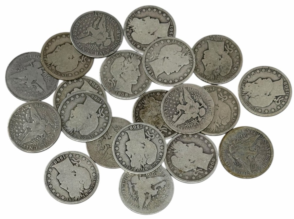 $10 Face Value Of Mixed Date 90% Silver Barber Half Dollars: $10 Face Value of Mixed Date 90% Silver Barber Half Dollars. 20 coins with mixed conditions, dates, and mint marks.