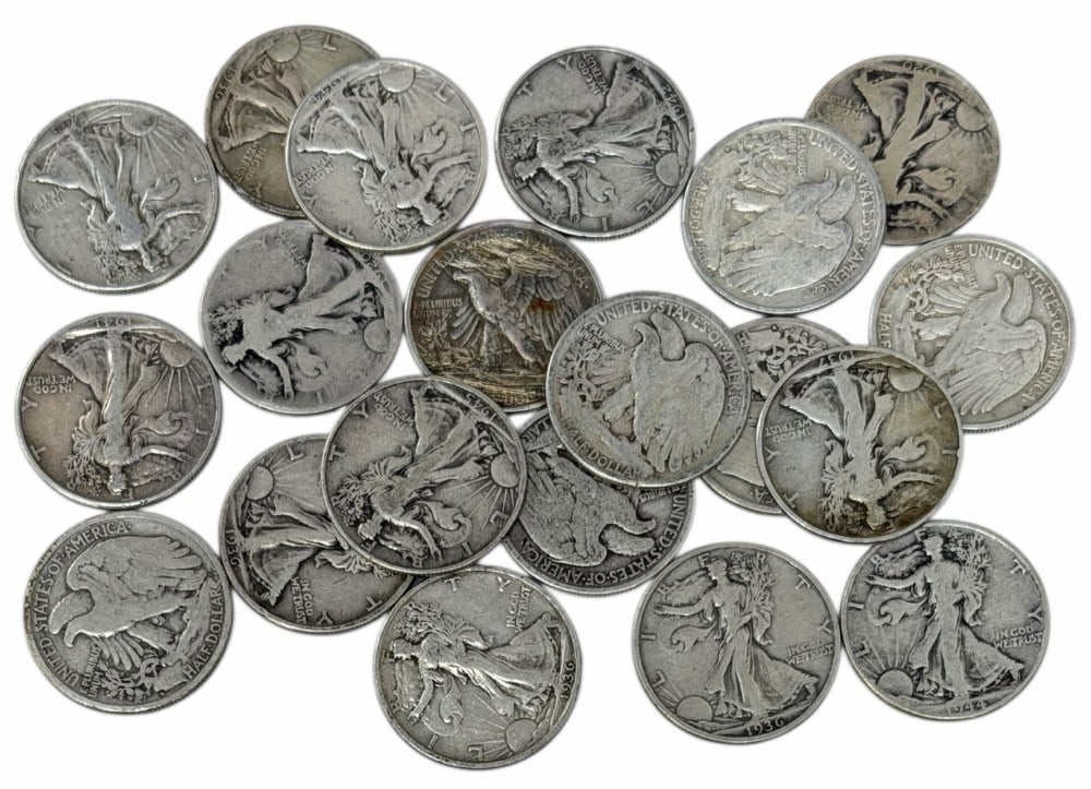 $10 Face Value Of Mixed Date 90% Silver Walking Liberty Half Dollars: $10 Face Value of Mixed Date 90% Silver Walking Liberty Half Dollars. 20 coins with mixed conditions, dates, and mint marks.