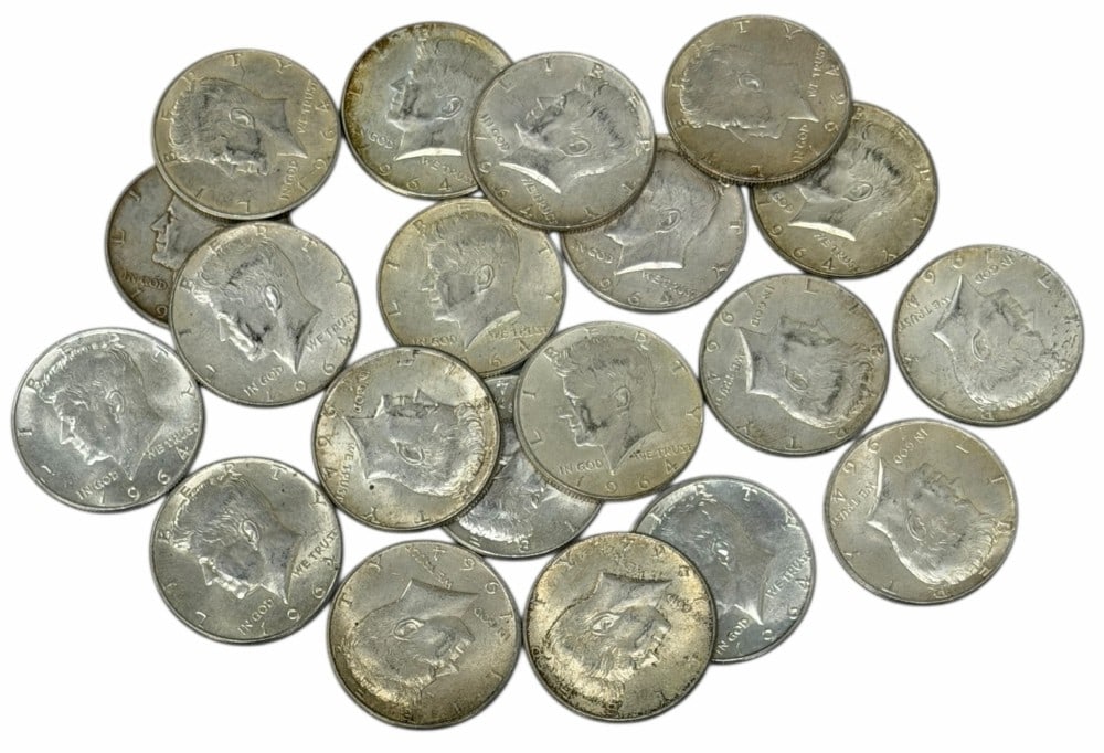 $10 Face Value Of Mixed Date 90% Silver 1964 Kennedy Half Dollars: $10 Face Value of Mixed Date 90% Silver 1964 Kennedy Half Dollars. 20 coins with mixed conditions, dates, and mint marks.