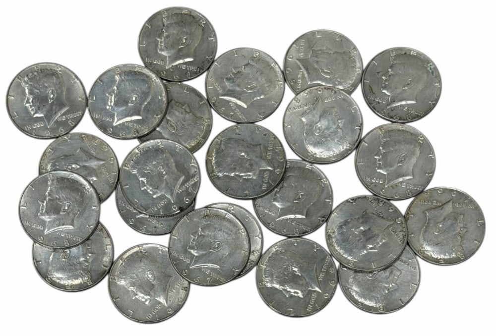 $11.50 Face Value Of Mixed Date 40% Silver Kennedy Half Dollars: $11.50 Face Value of Mixed Date 40% Silver Kennedy Half Dollars. 23 coins with mixed conditions, dates, and mint marks.