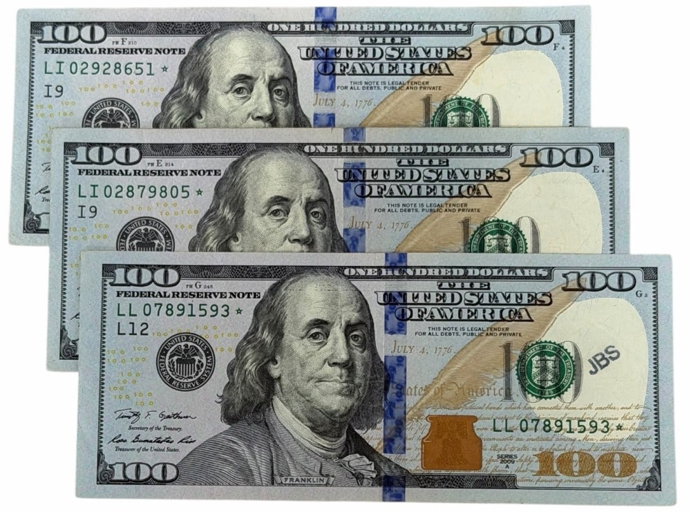(3) Series 2009 A $100 Federal Reserve Star Notes (1 of 4)