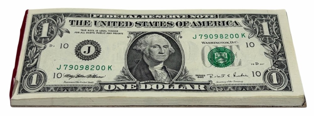 50 Binded Consecutive Number 1995 $1 United States Federal Reserve Notes (1 of 5)