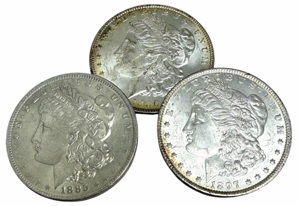 1885-O, 1886 & 1897 United States Morgan Silver Dollars (1 of 2)