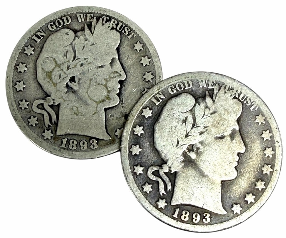 1893-S & 1893-O United States Barber Silver Half Dollars (1 of 2)